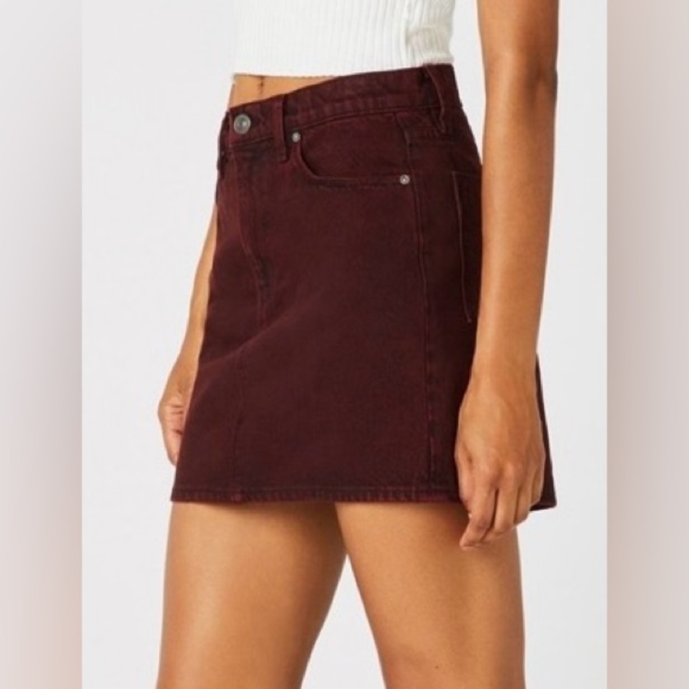 New Hudson Jeans Womens Indigo Burgundy Denim High Rise Viper Mini Skirt Sz 24